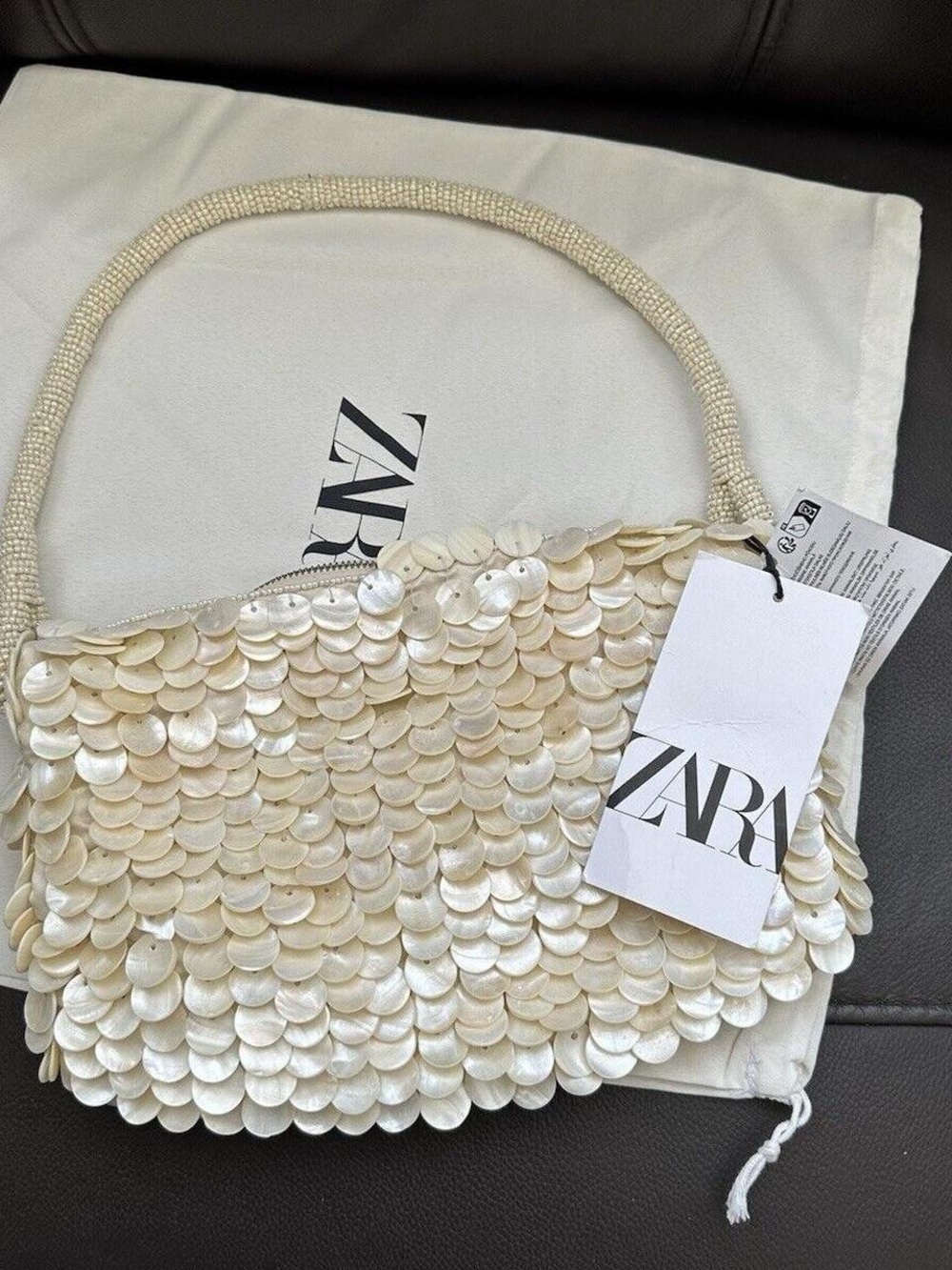 🌟ISO🌟 Zara Beaded Faux Mother of Pearl Bag / 6524/310